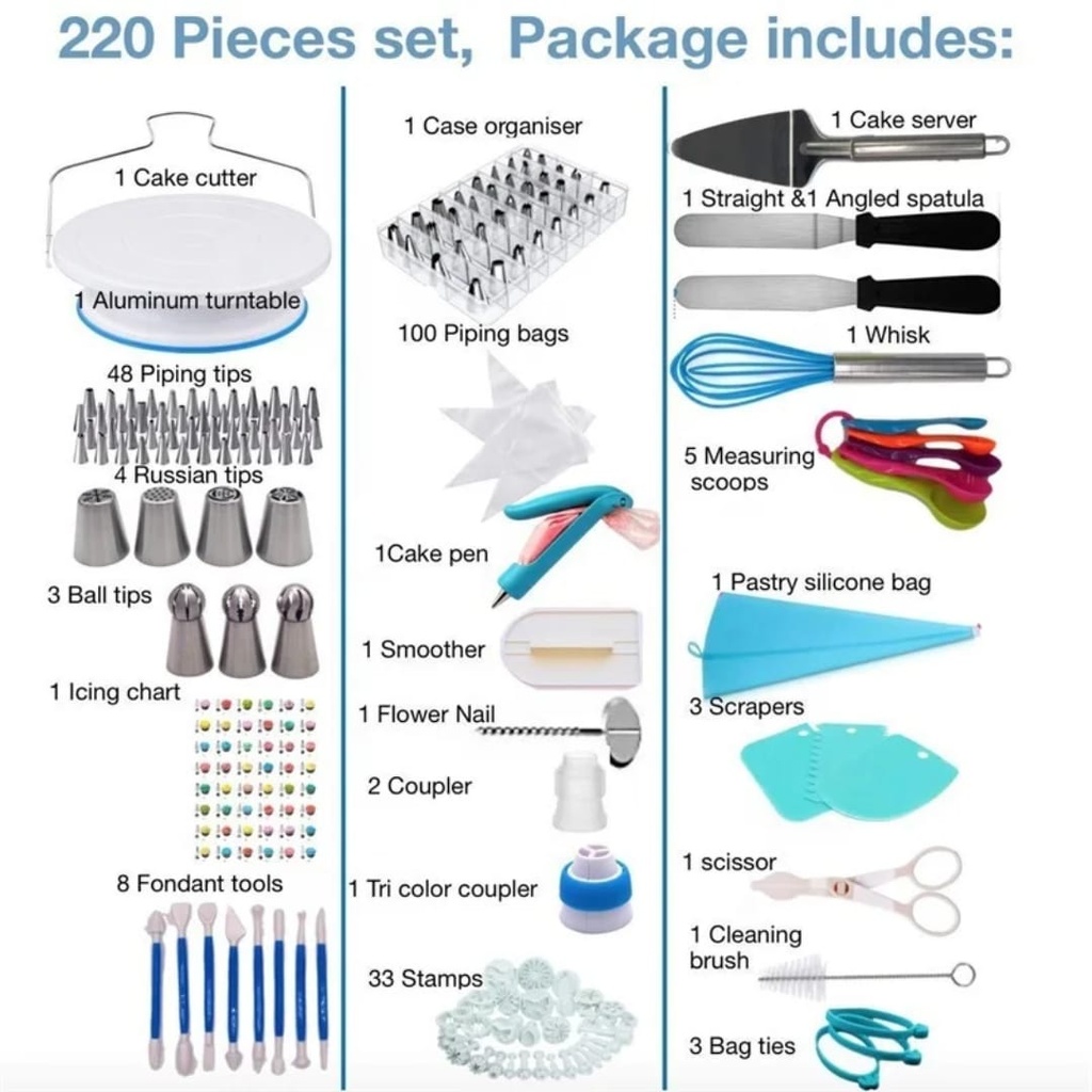 220pcs Cake Decorating Set 2