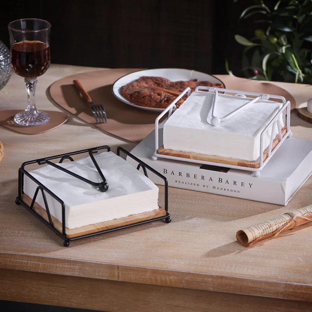 Wrought Iron & Oak Serviette / Napkin Holder 2