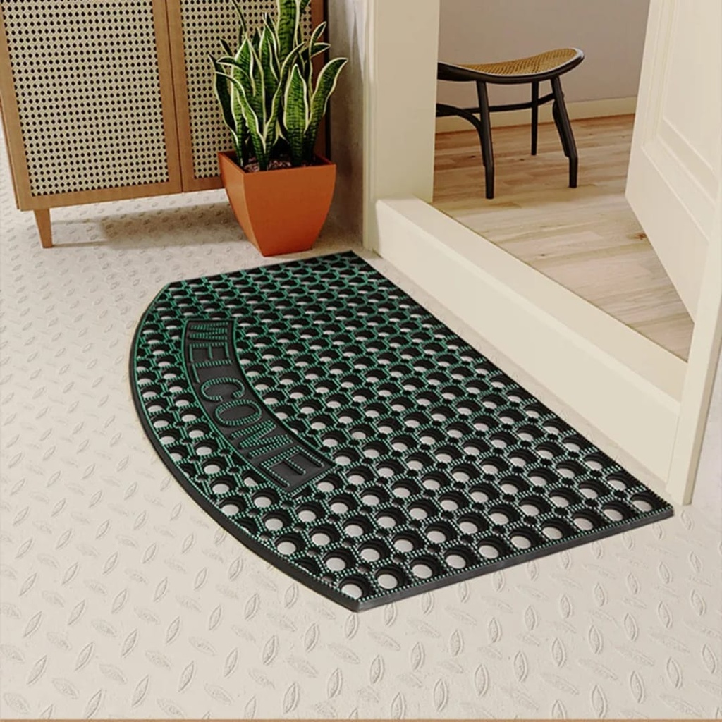 door-mat-rubber-welcome-half-round-green