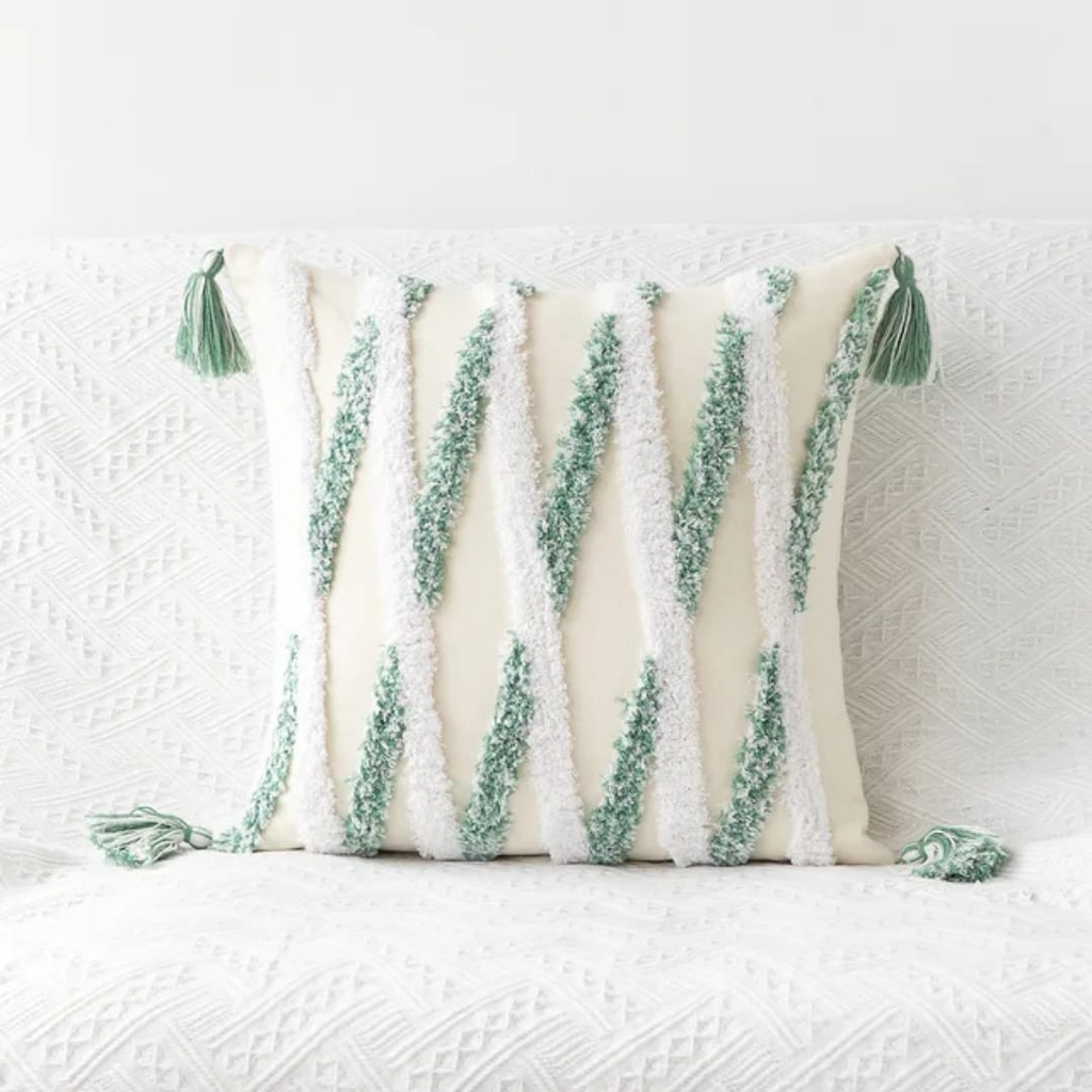 throw-pillow-cover-tufted-diagonal-stripe-green-tassel