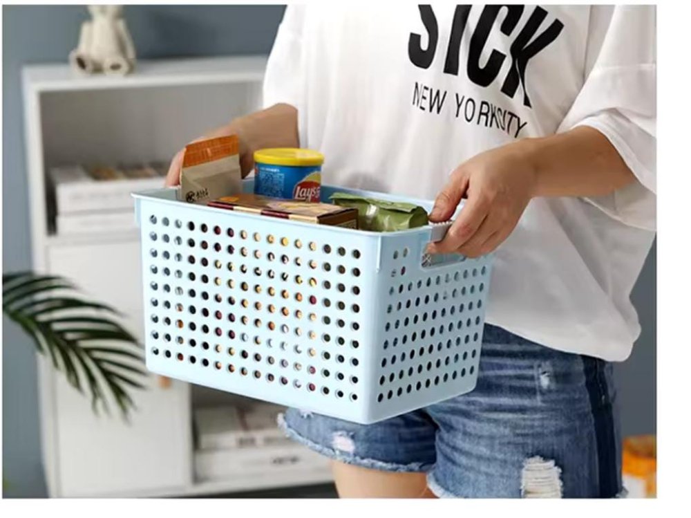 Plastic storage basket organiser