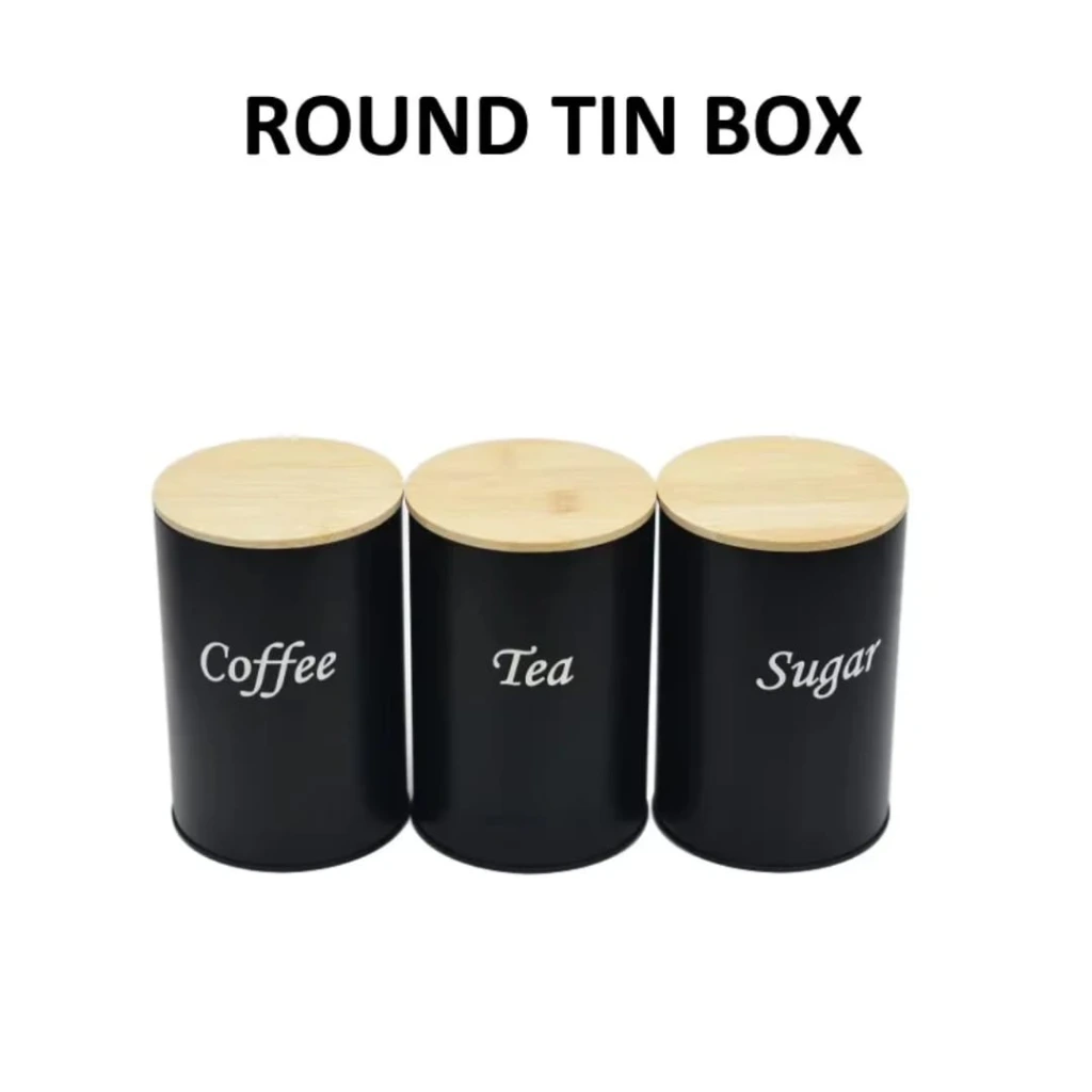 3pcs Tea Sugar Coffee Canister Set (Black)