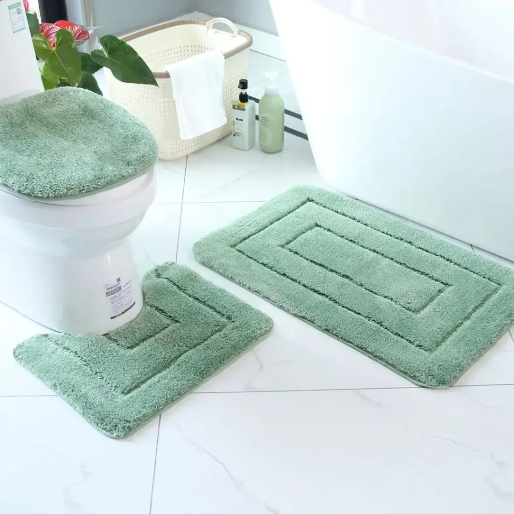 3pcs NonSlip Bathroom Mat Set (Green)