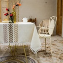 Embroidered Linen Table Cloth with Tassels