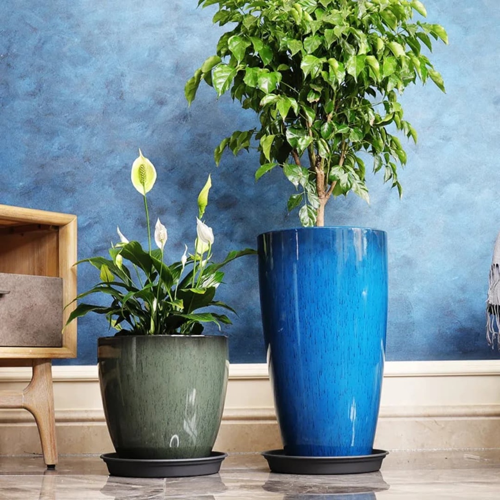 Glazed Flower Planter (Blue)
