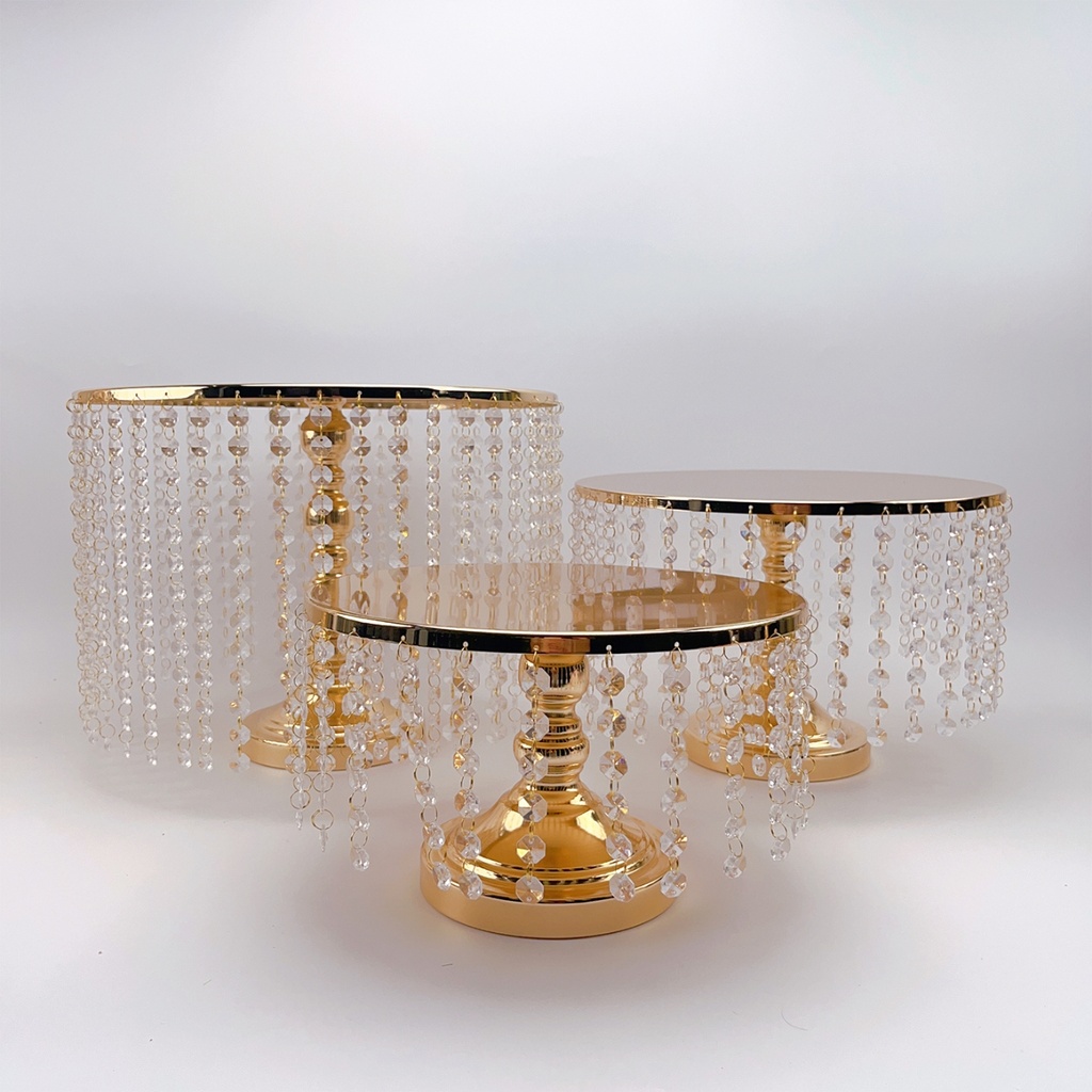 3pcs Beaded Crystal Cake Stand