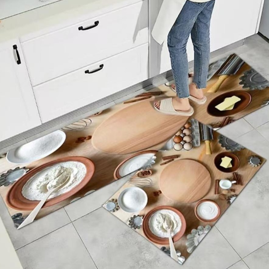 2pcs Kitchen Mats with Rubber Non-slip Underside (120×40 + 60×40 cm)