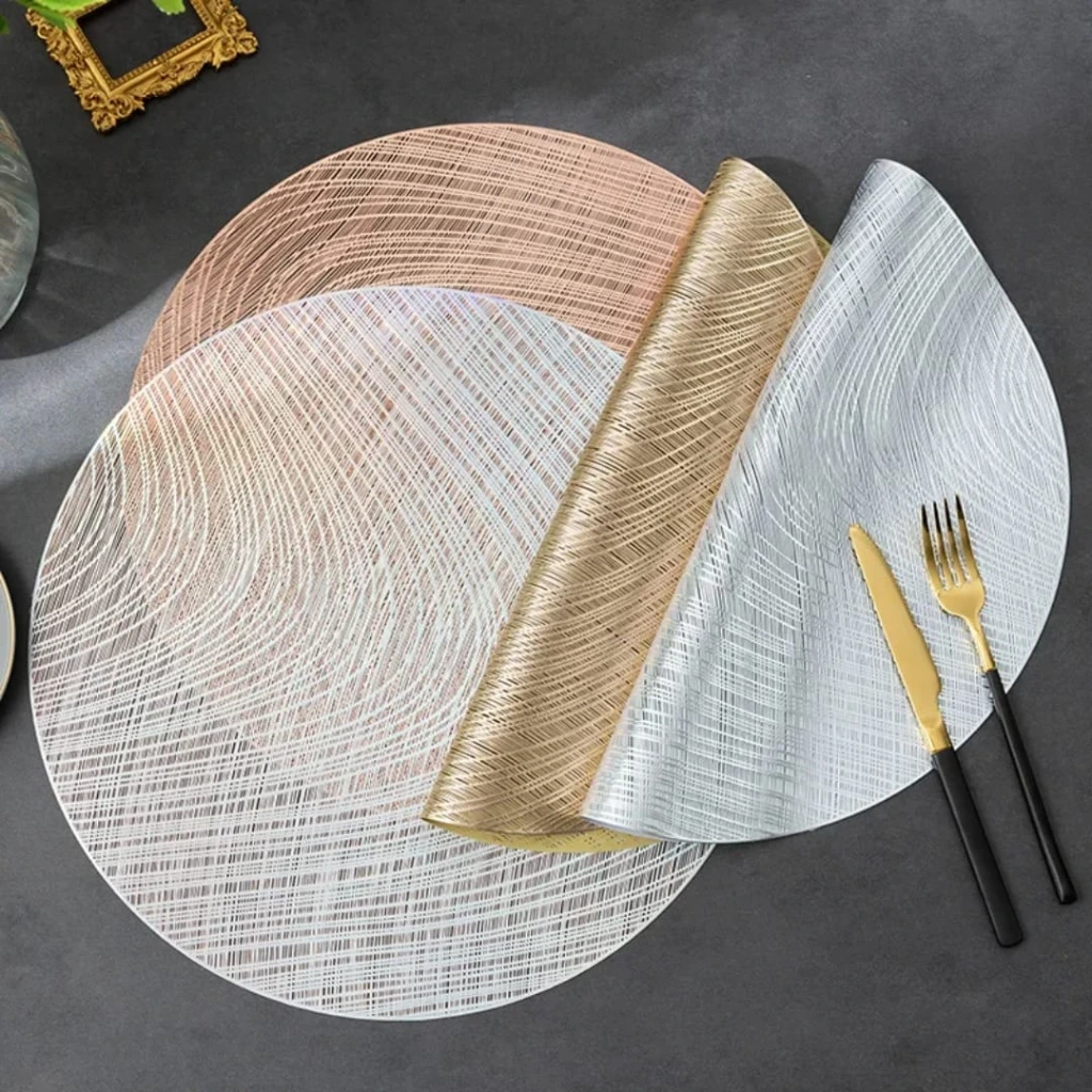 6pcs PVC Hollow Place mats / Table mats (Gold)