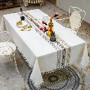 Embroidered Linen Table Cloth with Tassels