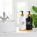 Refillable Glass Soap & Lotion Dispenser Set