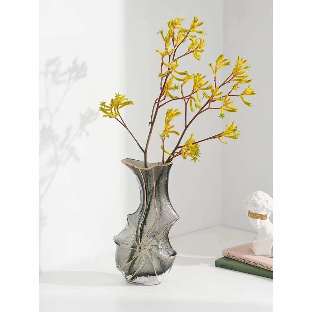 Golden Glass Flower Vase