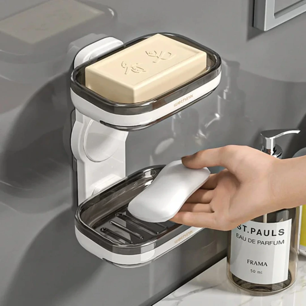 ABS Double Layer Soap Holder (Dark Gray)