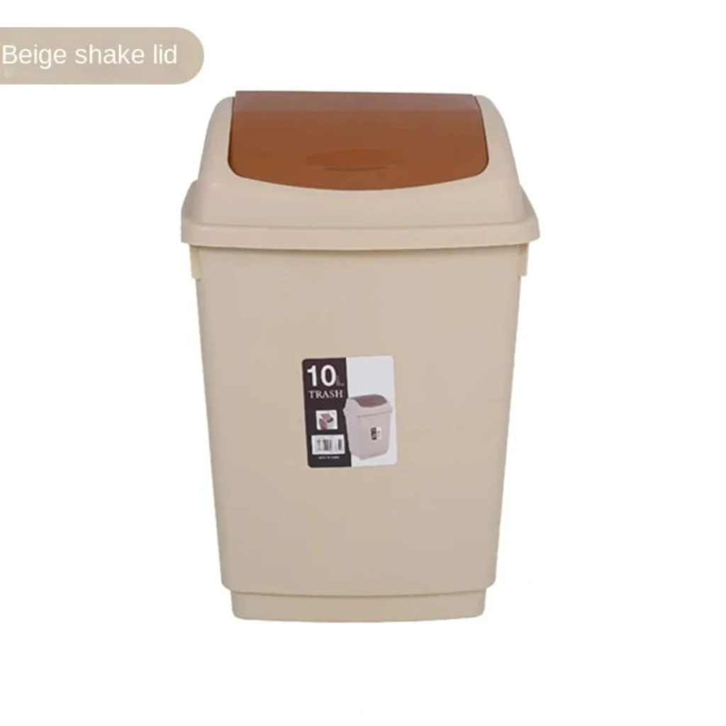Trash Bin Rolling cover Type (10L) (Beige)