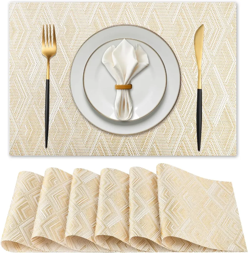 6Pcs PVC Woven Placemats / Tablemats (Blue)