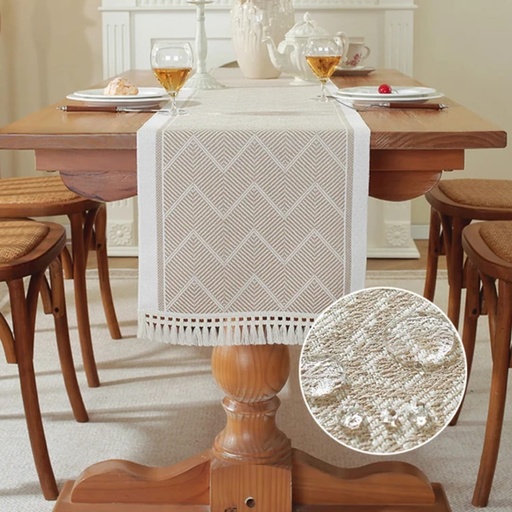 Woven Chevron Table Runner with Tassels